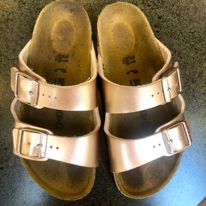Girls Rose Gold Birkenstock Sandals Size 31